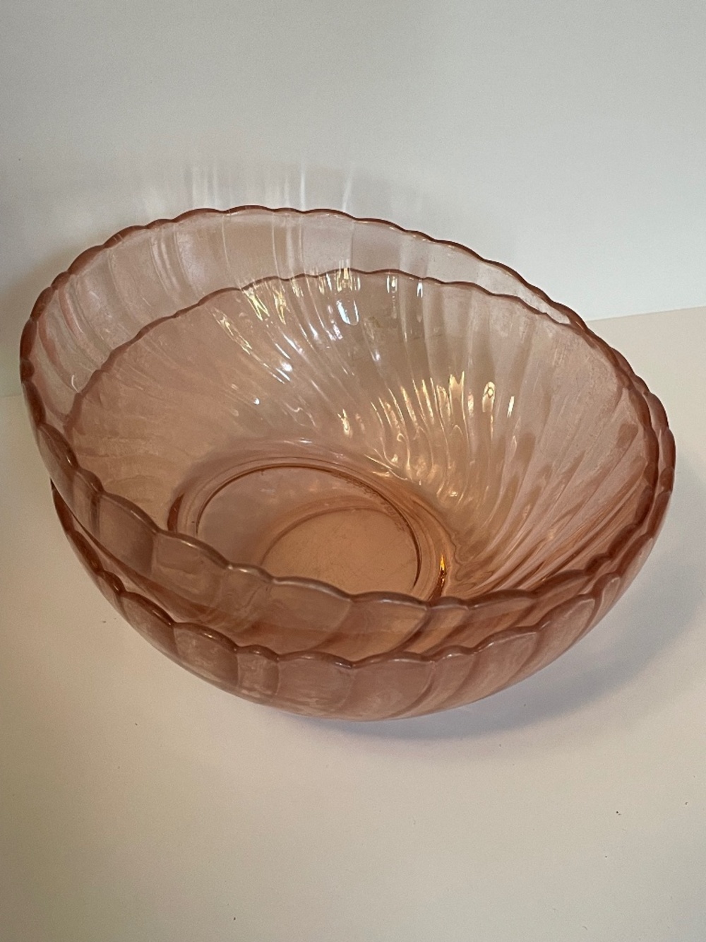 Arcoroc Vintage Rosaline Swirled Glass Bowls Set of 2